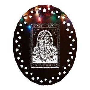 Funny Tarot Card Zero Of Fucks Occult Tarot Reader Reading Ceramic Oval Ornament