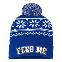 Funny Thanksgiving Christmas Humor Dinner Quotes Feed Me Gift USA-Made Snowflake Beanie