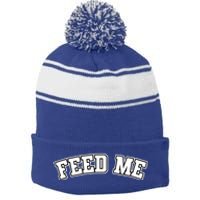 Funny Thanksgiving Christmas Humor Dinner Quotes Feed Me Gift Stripe Pom Pom Beanie