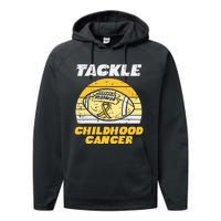 Football Tackle Childhood Cancer Retro Awareness Ribbon Performance Fleece Hoodie