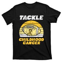 Football Tackle Childhood Cancer Retro Awareness Ribbon T-Shirt