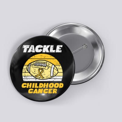 Football Tackle Childhood Cancer Retro Awareness Ribbon Button