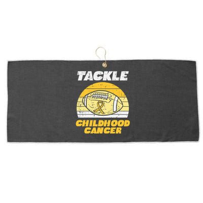 Football Tackle Childhood Cancer Retro Awareness Ribbon Large Microfiber Waffle Golf Towel