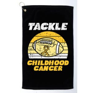 Football Tackle Childhood Cancer Retro Awareness Ribbon Platinum Collection Golf Towel