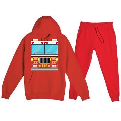 Fire Truck Costume Simple Easy Halloween Group Costume Premium Hooded Sweatsuit Set