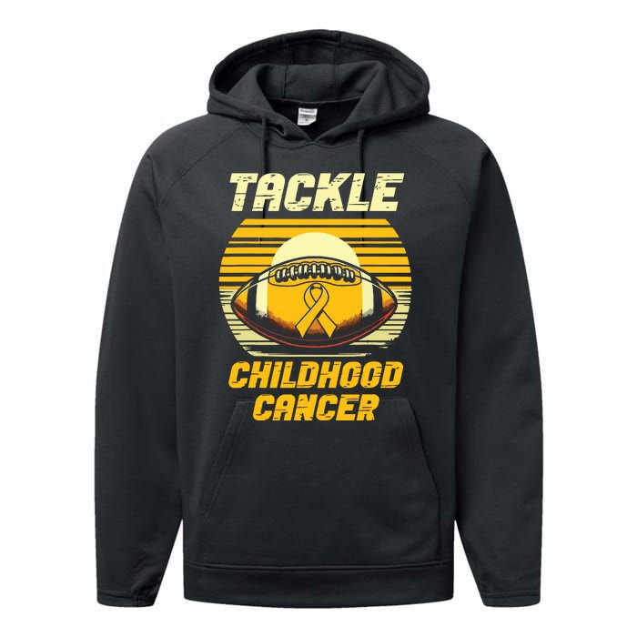 Football Tackle Childhood Cancer Awareness Performance Fleece Hoodie