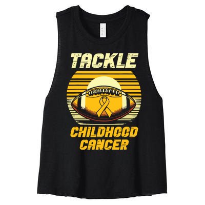 Football Tackle Childhood Cancer Awareness Women's Racerback Cropped Tank