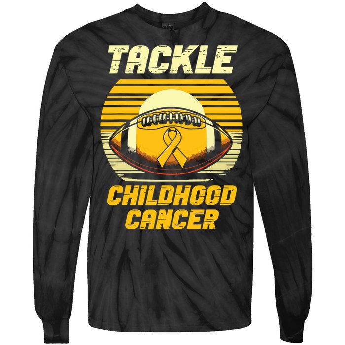 Football Tackle Childhood Cancer Awareness Tie-Dye Long Sleeve Shirt