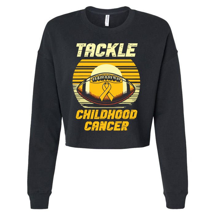 Football Tackle Childhood Cancer Awareness Cropped Pullover Crew