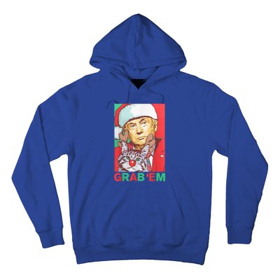 Funny Trump Cat Grab' Em Vintage Retro Christmas Trump Gift Hoodie