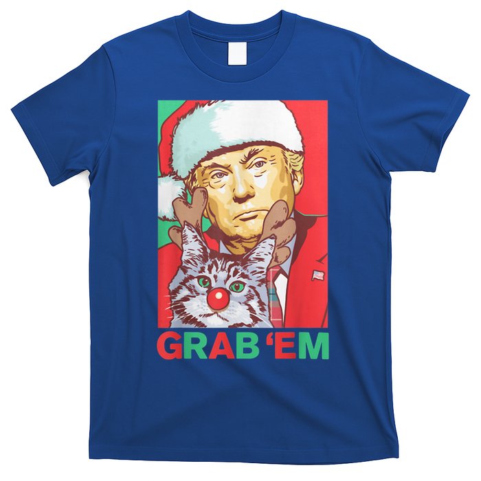 Funny Trump Cat Grab' Em Vintage Retro Christmas Trump Gift T-Shirt