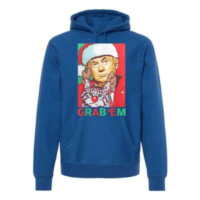 Funny Trump Cat Grab' Em Vintage Retro Christmas Trump Gift Premium Hoodie