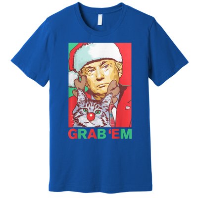 Funny Trump Cat Grab' Em Vintage Retro Christmas Trump Gift Premium T-Shirt