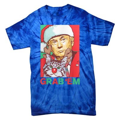 Funny Trump Cat Grab' Em Vintage Retro Christmas Trump Gift Tie-Dye T-Shirt