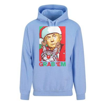 Funny Trump Cat Grab' Em Vintage Retro Christmas Trump Gift Unisex Surf Hoodie