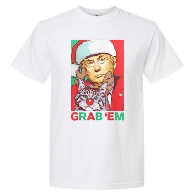 Funny Trump Cat Grab' Em Vintage Retro Christmas Trump Gift Garment-Dyed Heavyweight T-Shirt