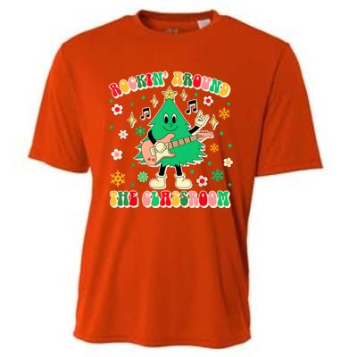 Funny Teacher Christmas Tree Vibes Rockin Around The Classroom Xmas Gift Cooling Performance Crew T-Shirt