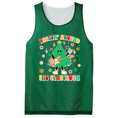 Funny Teacher Christmas Tree Vibes Rockin Around The Classroom Xmas Gift Mesh Reversible Basketball Jersey Tank