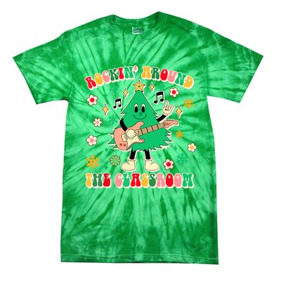 Funny Teacher Christmas Tree Vibes Rockin Around The Classroom Xmas Gift Tie-Dye T-Shirt