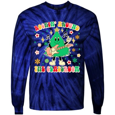 Funny Teacher Christmas Tree Vibes Rockin Around The Classroom Xmas Gift Tie-Dye Long Sleeve Shirt