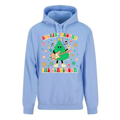 Funny Teacher Christmas Tree Vibes Rockin Around The Classroom Xmas Gift Unisex Surf Hoodie