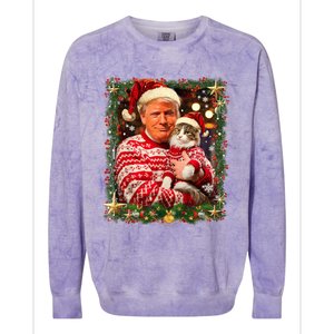 Funny Trump Christmas Sweater For Cat Lovers Ugly Xmas Sweatshirt Colorblast Crewneck Sweatshirt