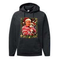 Funny Trump Christmas Sweater For Cat Lovers Ugly Xmas Sweatshirt Performance Fleece Hoodie