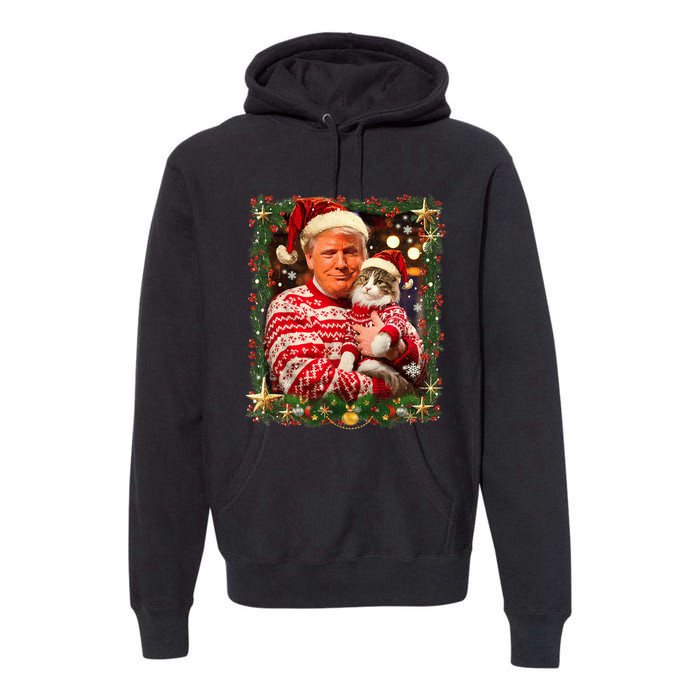 Funny Trump Christmas Sweater For Cat Lovers Ugly Xmas Sweatshirt Premium Hoodie