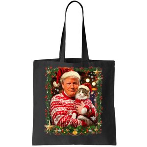 Funny Trump Christmas Sweater For Cat Lovers Ugly Xmas Sweatshirt Tote Bag