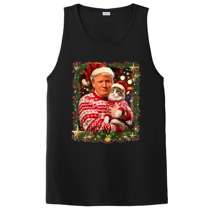 Funny Trump Christmas Sweater For Cat Lovers Ugly Xmas Sweatshirt PosiCharge Competitor Tank