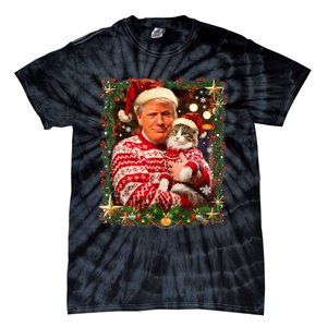 Funny Trump Christmas Sweater For Cat Lovers Ugly Xmas Sweatshirt Tie-Dye T-Shirt