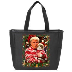 Funny Trump Christmas Sweater For Cat Lovers Ugly Xmas Sweatshirt Zip Tote Bag