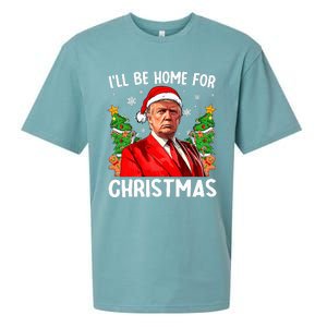 Funny Trump Christmas Santa Hat ILl Be Home For Christmas Sueded Cloud Jersey T-Shirt