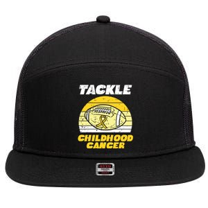 Football Tackle Childhood Cancer Retro Awareness Ribbon 7 Panel Mesh Trucker Snapback Hat