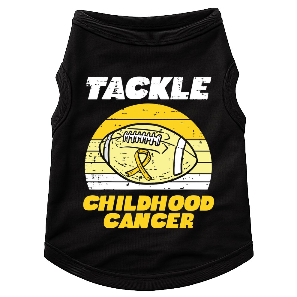 Football Tackle Childhood Cancer Retro Awareness Ribbon Doggie Tank