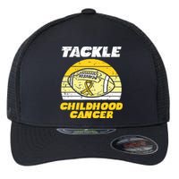 Football Tackle Childhood Cancer Retro Awareness Ribbon Flexfit Unipanel Trucker Cap