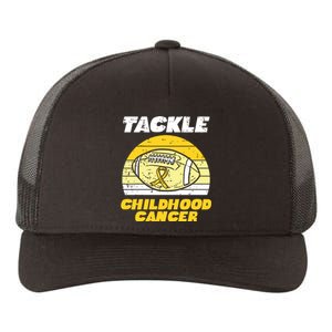 Football Tackle Childhood Cancer Retro Awareness Ribbon Yupoong Adult 5-Panel Trucker Hat