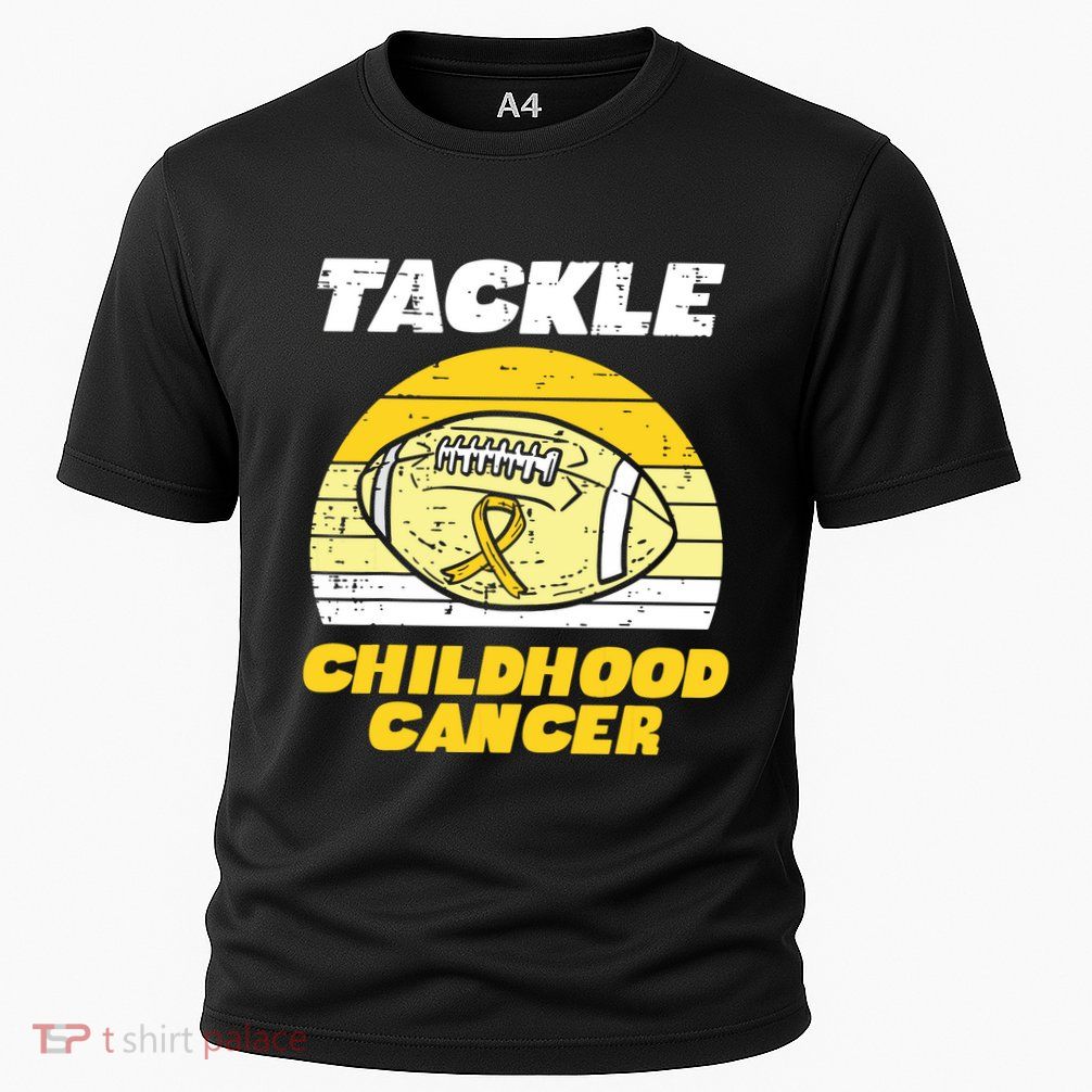 Football Tackle Childhood Cancer Retro Awareness Ribbon Performance Shirt