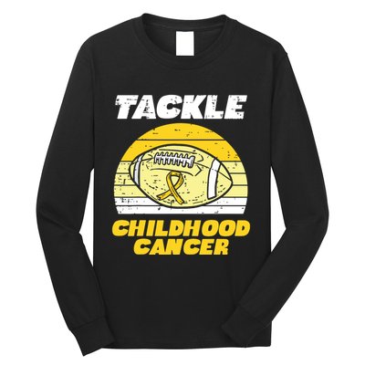 Football Tackle Childhood Cancer Retro Awareness Ribbon Long Sleeve Shirt