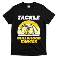 Football Tackle Childhood Cancer Retro Awareness Ribbon T-Shirt