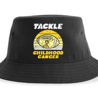 Football Tackle Childhood Cancer Retro Awareness Ribbon Sustainable Bucket Hat