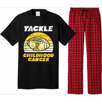 Football Tackle Childhood Cancer Retro Awareness Ribbon Pajama Set