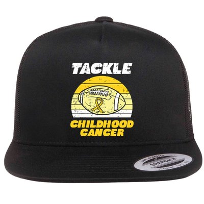 Football Tackle Childhood Cancer Retro Awareness Ribbon Flatbill Hat