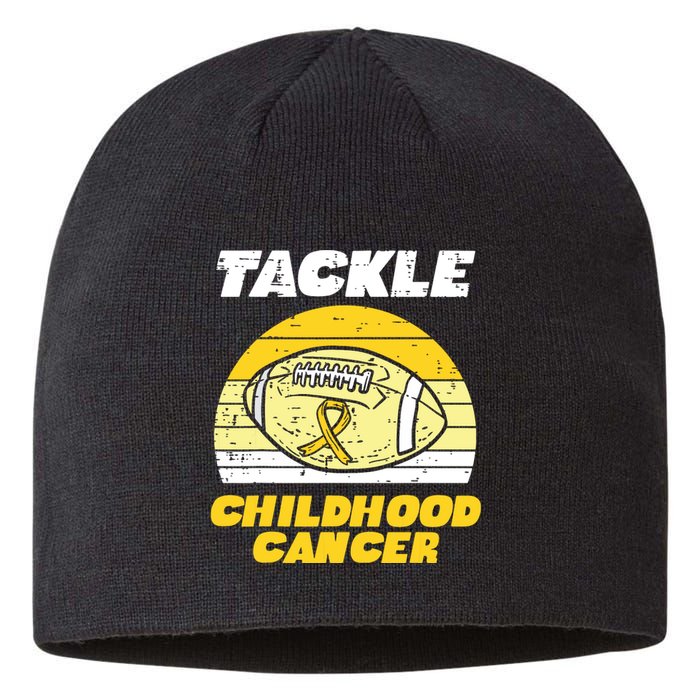 Football Tackle Childhood Cancer Retro Awareness Ribbon Sustainable Beanie