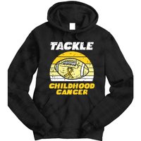 Football Tackle Childhood Cancer Retro Awareness Ribbon Tie Dye Hoodie