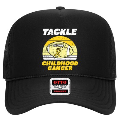 Football Tackle Childhood Cancer Retro Awareness Ribbon Trucker Hat