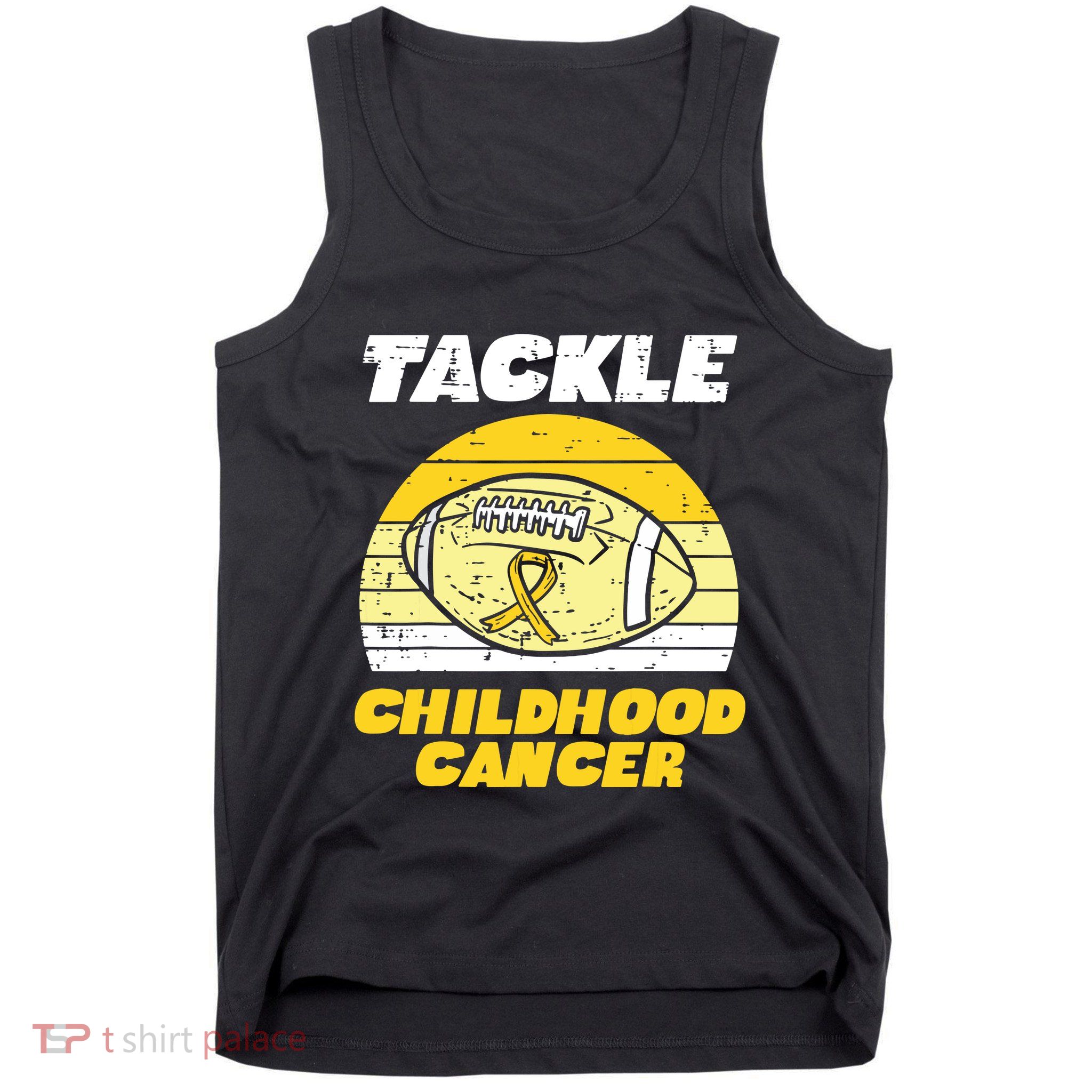 Football Tackle Childhood Cancer Retro Awareness Ribbon Tank Top
