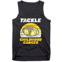 Football Tackle Childhood Cancer Retro Awareness Ribbon Tank Top