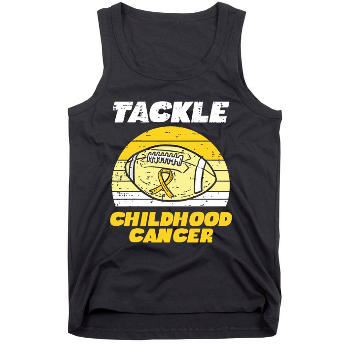 Football Tackle Childhood Cancer Retro Awareness Ribbon Tank Top