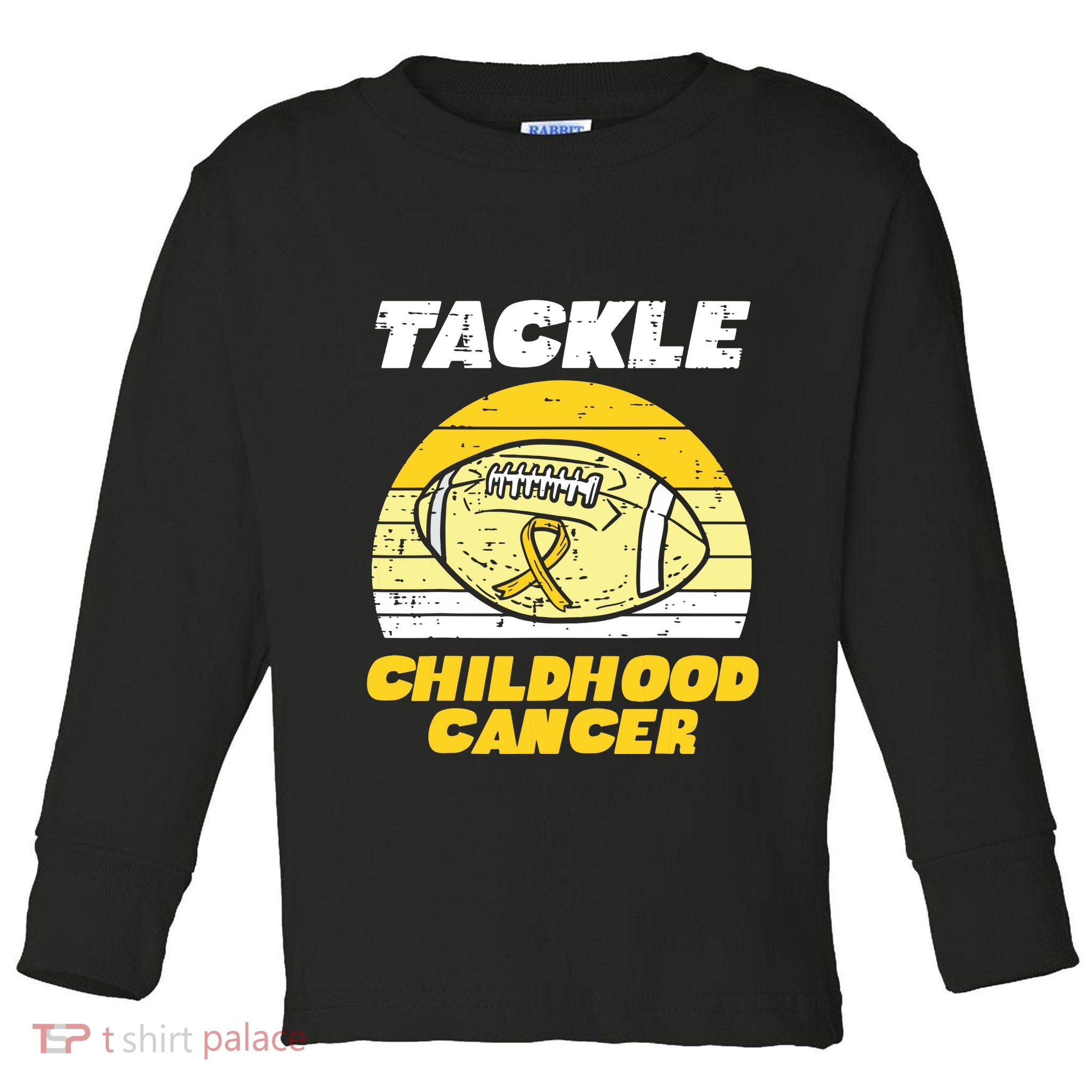 Football Tackle Childhood Cancer Retro Awareness Ribbon Toddler Long Sleeve Shirt